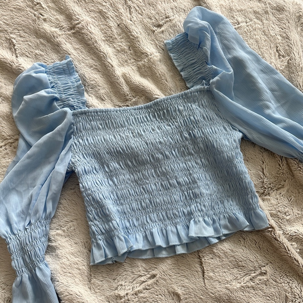 Baby blue milkmaid top